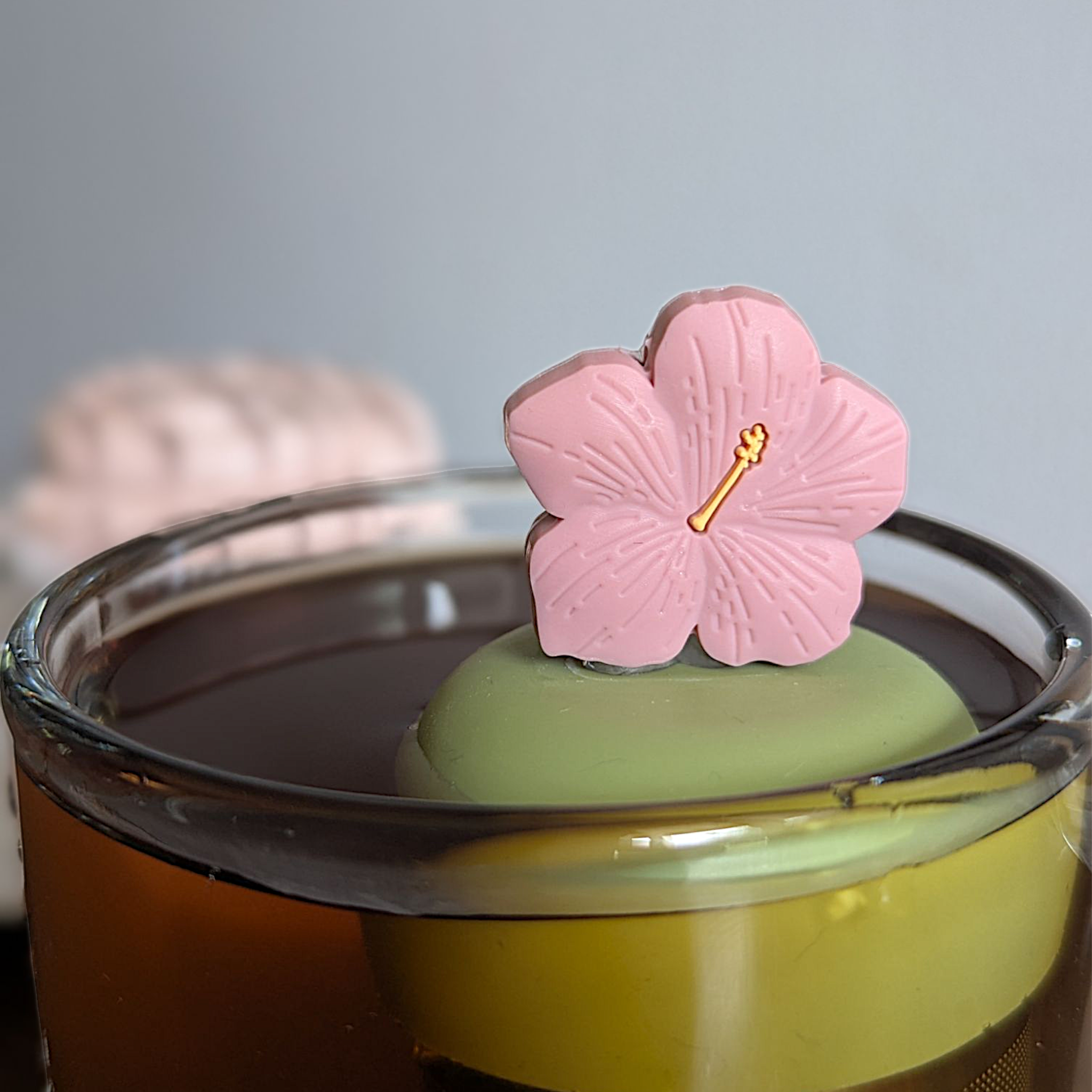 Floating Pink Hibiscus Flower Tea infuser