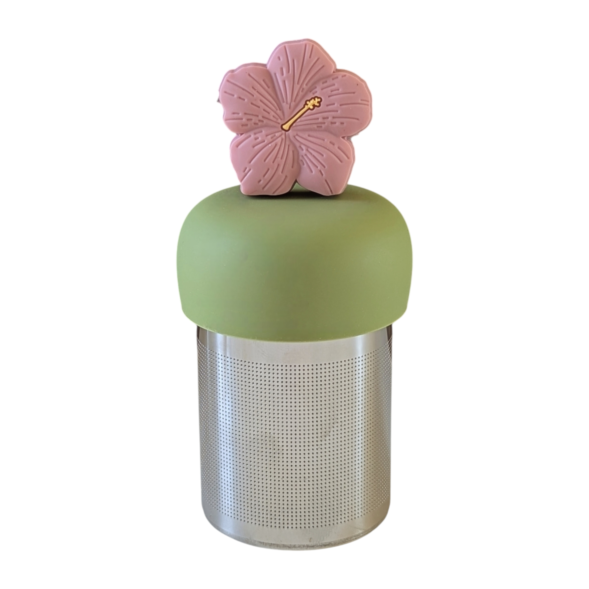 Floating Pink Hibiscus Flower Tea infuser